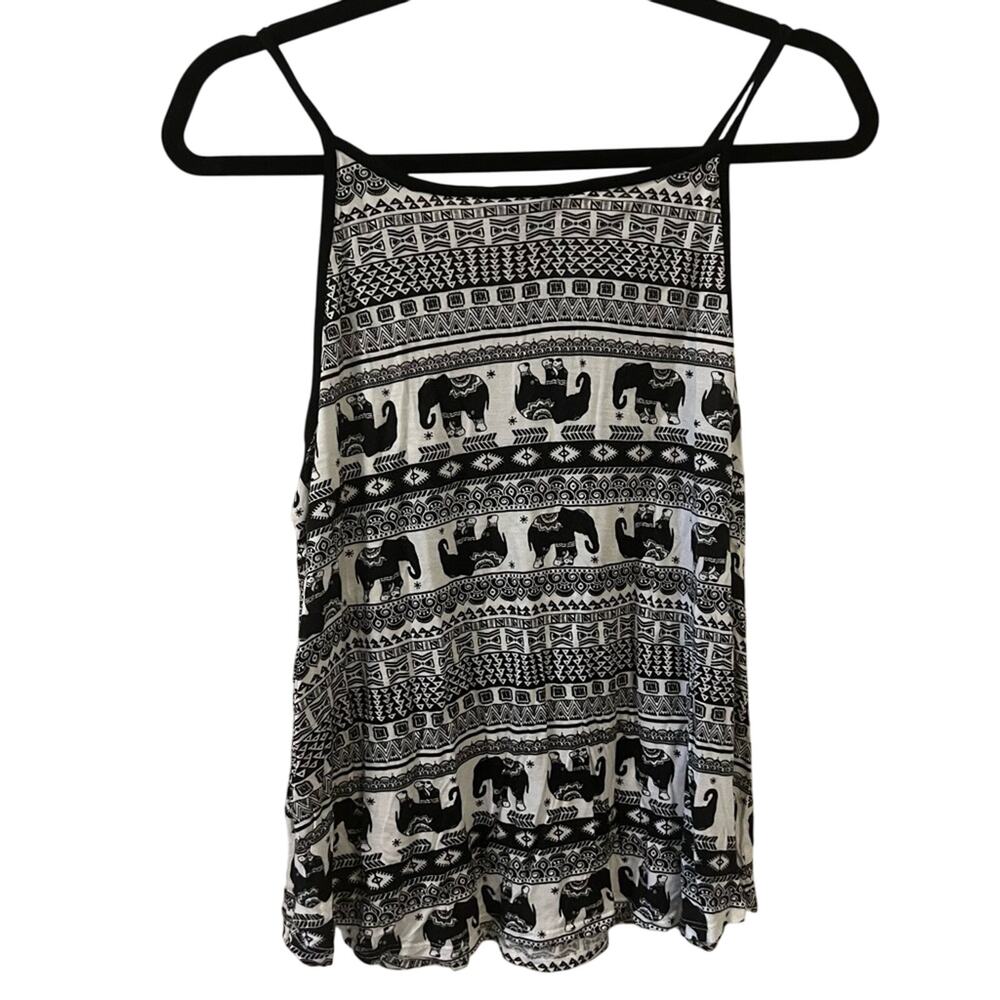 Rue21 Elephant Print Black and White Spaghetti Strap Tank Top Camisole Size XL - Picture 3 of 3